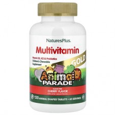 NaturesPlus, Source of Life, Animal Parade Gold, добавка для дітей з мультивітамінами і мікроелементами, з натуральним смаком вишні, 120 таблеток у формі тварин